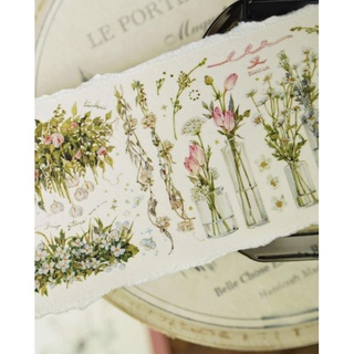 Krisna.room ♡ Chiết 1 chu kì 105cm cuộn washi hoa xanh của hãng Benchu studio
