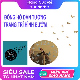 Đồng hồ dán tường treo tường hình bướm ❣️Freeship❣️ Đồng hồ trang trí mới độc lạ, số to DIY Style - Shop Hàng Cực Rẻ