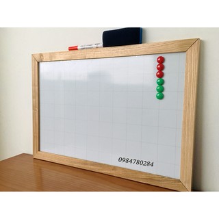 Bảng từ trắng viết bút lông khung gỗ sồi 40x60cm