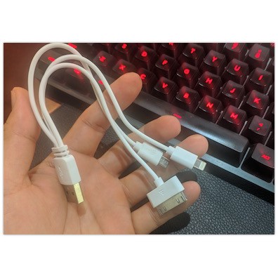 Cáp Sạc 3 Đầu: Iphone 4, Micro USB, Lightning (3DAUIP4)
