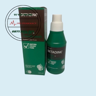 BETADINE Gargle &amp; Mouth Wash 125ml Nước súc họng vệ sinh khoang miệng
