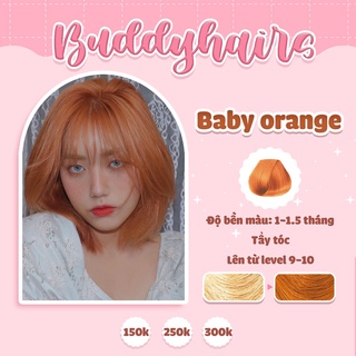 Thuốc nhuộm tóc BABY ORANGE / CAM NHẠT/ CAM PASTEL của Buddyhairs tặng kèm găng tay mũ trùm trợ nhuộm nâng tone 100K