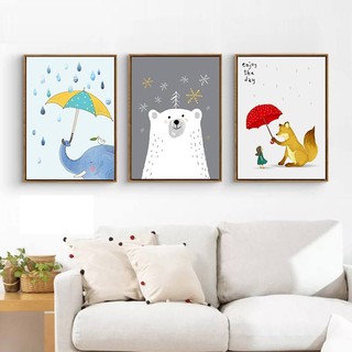 Tranh canvas khung cao cấp 40x60cm x 3 tranh VIP mới mua được - ô voi gấu