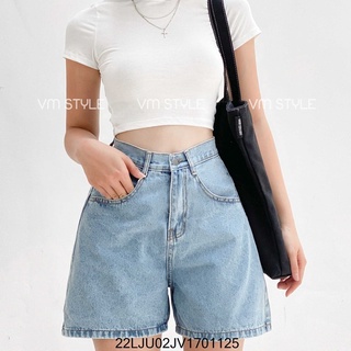 Quần ngố jean nữ trơn (không co giãn), quần bò ngố ống rộng lưng cao lai thường 681 nữ ulzzang VM STYLE 22SJU03JV2901