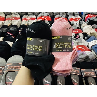 [Bill Mỹ] Set 10 đôi vớ/tất Skechers Active Cotton No Show Nữ cổ thấp