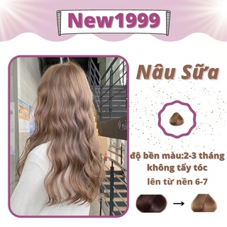 Thuốc nhuộm tóc NÂU SỮA nhuộm tóc nữ tại nhà màu nâu kèm oxy găng tay mũ ủ
