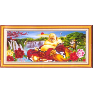 Tranh thêu chữ thập Phật Di Lạc cảnh thiên nhiên 3D Ailuo AL53492 |105x52 cm| chưa thêu