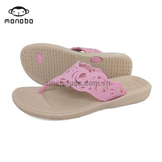 Dép tông nữ Thái Lan đi mưa MONOBO - MONIGA 5.3 - be quai hồng