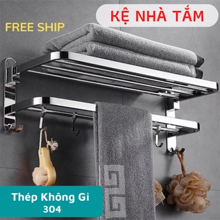 Kệ Nhà Tắm, Giá Treo Khăn Nhà Tắm Để Đồ Dùng Inox Đa Năng Gắn Tường ATILA SHOP