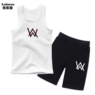 Trang phục cho bé trai mùa hè Alan Walker DJ Bộ quần áo mùa hè cho bé trai Bộ quần áo trẻ em Xe tăng và quần short Bộ quần áo thời trang trẻ em
