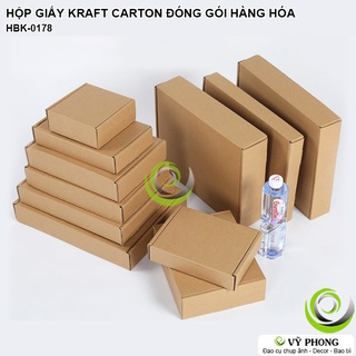 HỘP GIẤY CARTON NẮP GÀI CAO CẤP 3 LỚP SÓNG E GÓI HÀNG HỘP GIẤY KRAFT ĐỰNG QUÀ CHUYỂN PHÁT NHANH BƯU ĐIỆN HBK-0178