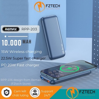 Sạc dự phòng không dây 10000mAh Remax RPP-203 FZTECH Pin dự phòng sạc nhanh power bank 22.5w cho iPhone Samsung…