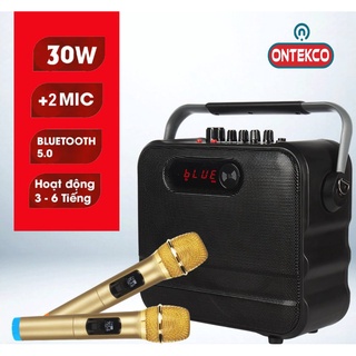 [Mã ELHACE giảm 4% đơn 300K] Bộ loa xách tay kèm míc hát karaoke Ontekco YH200, loa bluetooth 5.0 hát karaoke không dây