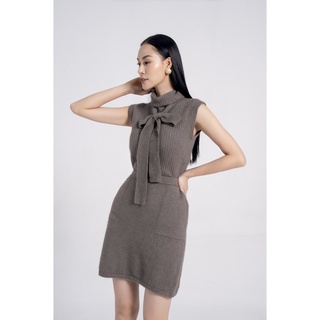 Áo len nữ sát nách cổ nơ Eva de Eva 21SANE003G
