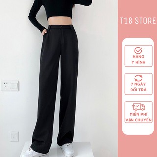 Quần ống rộng suông nữ lưng cao công sở đi học nhiều màu dễ phối đồ bigsize T18 STORE  QT02