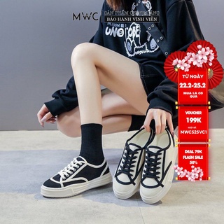 Giày Thể Thao Nữ chất liệu vải cao cấp 2 màu đen kem nổi bật trẻ trung năng động MWC NUTT- 0548