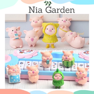 Mô hình tiểu cảnh phụ kiện trang trí cây vườn terrarium heo mini dễ thương Nia Garden N5