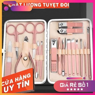 BỘ DỤNG CỤ CẮT TỈA MÓNG ĐA NĂNG 18 CHI TIẾT HỘP HỒNG SIÊU ĐẸP SANG CHẢNH