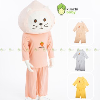 Bộ Dài Tay Cho Bé Gái, Bé Trai Minky Mom Vải Thun Lạnh Thêu Trái Dâu Bánh Bèo, Bộ Quần Áo Trẻ Em Thu Đông MKMTD2145