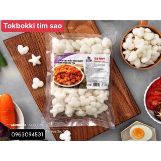 Gói 500g bánh gạo tokbokki hình tim sao ngon , dễ thương
