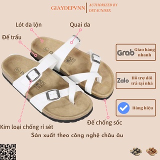 Dép Nam Nữ Đế Trấu Đế Xuồng Xỏ Ngón 3 Màu Trắng Đen Bò DETA22