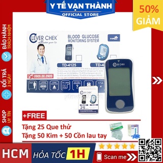 ✅ [TRỌN BỘ] Máy Đo Đường Huyết Clever Chek TD-4125 (25 QUE + KIM + CỒN) | BH Trọn Đời -VT0561 | Y Tế Vạn Thành