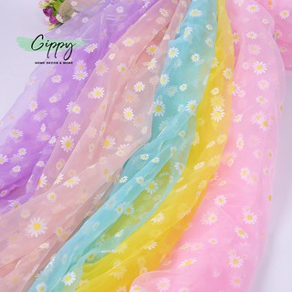 Vải voan lưới hoa cúc hoạ mi - nguyên liệu cột tóc scrunchies, làm rèm, vải trang trí - Gippy Decor