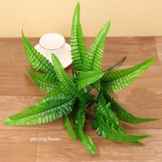 Cây dương xỉ giả dương sỉ bằng vải nhựa 7 cành 17 lá dài cao 42 cm dùng cắm chậu hoặc trang trí cho không gian thêm xanh