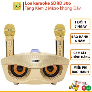Loa karaoke Bluetooth SDRD 306, Loa bluetooth không dây - Tặng kèm 2 micro hát karaoke, âm thanh tuyệt đỉnh, chất lượng