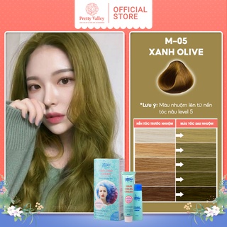 Thuốc nhuộm tóc màu xanh olive MOLOKAI, thuốc nhuộm tóc tại nhà chứa collagen tảo biển siêu dưỡng - Pretty Valley Store