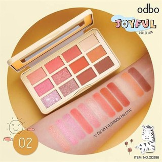 Bảng Mắt Odbo JoyFul Có Nhũ Tông Cam Hồng Đất OD298 No.02 - Bảng Phấn Mắt Odbo Có Nhũ Tông Cam Hồng Đất Thái Lan