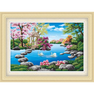 Tranh thêu chữ thập phong cảnh tiên cảnh 3D Ailuo AL53395