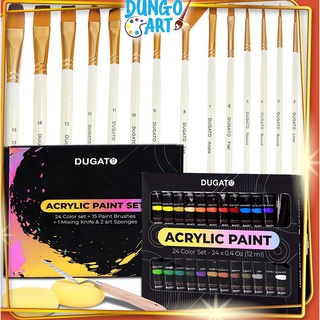 [Mã LIFE20KALL giảm 10% đơn 50K] Màu Acrylic Tuýp 12ml 24 Màu Cơ Bản Tặng Set Cọ 15 Cây, Bay, 2 Mút Nhả Màu