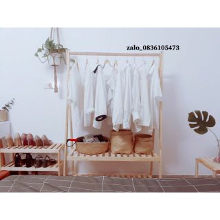 Kệ treo quần áo chữ A 2 tầng bằng gỗ