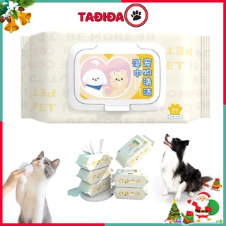 Khăn lau cho Chó Mèo Thú Cưng Pet wipes 80 tiện lợi , Phụ kiên vệ sinh Thú Cưng chất lượng - Tadida Pet