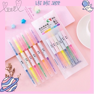 Set 6 bút dạ quang đánh dấu 2 đầu
