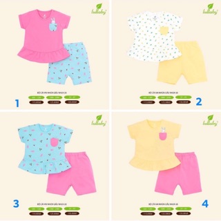 Bộ cộc tay cài vai Lullaby bèo nhún cho bé gái từ 3 tháng đến 4 tuổi