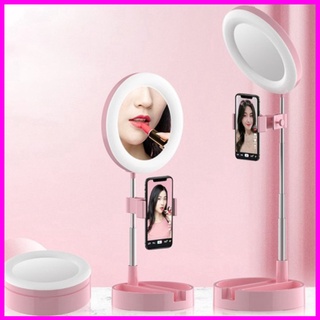 Đèn Livestream Gấp Gọn, Đèn Led, Đèn Chỉnh 3 Màu,Có Gương Trang Điểm. Livestream, Tiktok, Bigo, FB P
