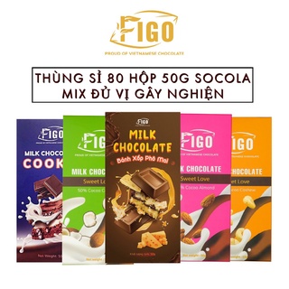 [COMBO 80 HỘP ĐỦ VỊ 50G] Kẹo socola sữa siêu ngon 50g đủ vị FIGO, Đồ ăn vặt văn phòng bán chạy, MIX VỊ ĂN LÀ NGHIỀN