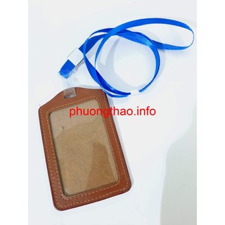 Thẻ đeo bằng da,thẻ ngang, thẻ dọc, cao cấp.