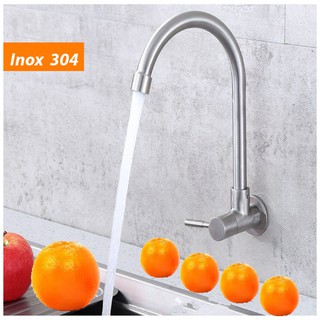 Vòi rửa bát đơn lạnh gắn tường 304