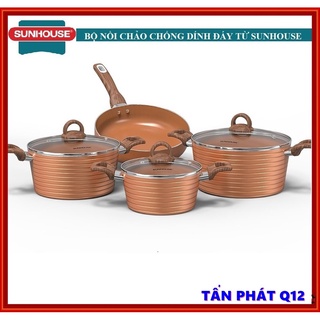 BỘ NỒI CHẢO CHỐNG DÍNH  ĐÁY TỪ SUNHOUSE SHG2004MCA