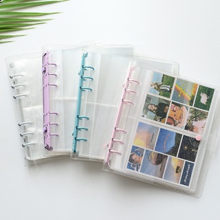 [A5 lùn- 6 còng] Sổ đựng card Binder nhũ vuông A5 lùn bìa trắng còng màu kèm sheet đựng card