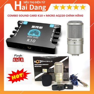Sound Card XOX K10, Mic Thu Âm Livestream AQ220, Combo Cả Bộ Chính Hãng