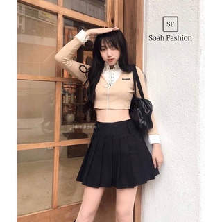 Áo Croptop Thun Gân Tay Dài Cổ Sơ Mi màu BEIGE - Áo nữ thiết kế Hàn Quốc co dãn dạo phố TN1353