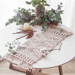 Thảm macrame trải bàn, bàn trang điểm trang trí decor vintage