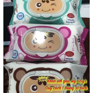 (Chính hãng) Khăn ướt Gấu Sky 100 tờ an toàn cho bé- bao check mã Qr