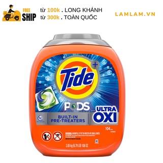 Viên Giặt Xả Tide PODS Ultra OXI 4in1 Laundry Detergent, Hộp 3.08 Kg (6.79 Oz.) 108 Oz., 104 Viên