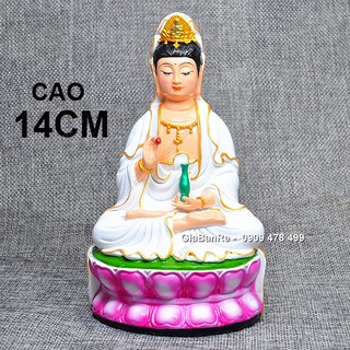 MS: 6846.1 - TƯỢNG QUAN ÂM NGỒI THIỀN - 14CM - VẼ MỸ THUẬT