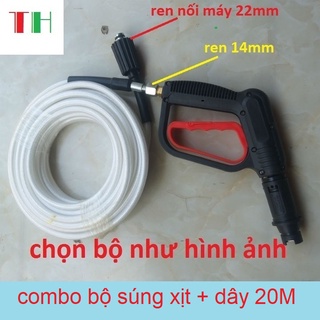 combo 10m 15m 20m Dây xịt rửa xe áp lực cao + súng rửa xe ❤️FREESHIP❤️ (sung cò đỏ + dây rửa xe 14mm)
